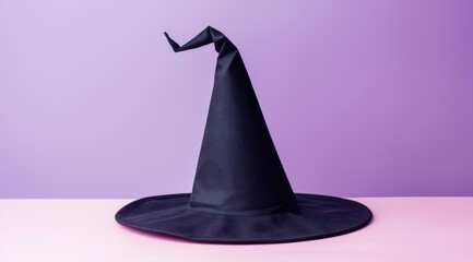 Poster - black witch hat on pink background