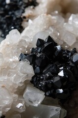 Poster - Closeup of black and white crystals