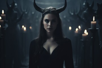 Poster - dark and mysterious woman with horns