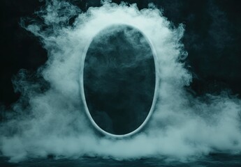 Wall Mural - Ethereal smoke-filled oval frame