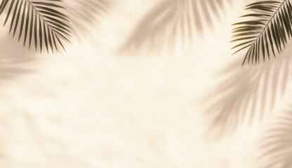 Poster - Palm leaves casting shadows on beige sand background