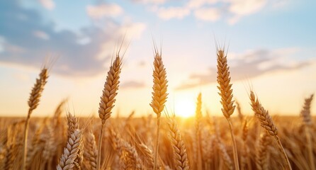 Sticker - golden wheat field at sunset