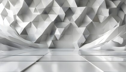 Abstract 3D Wallpaper of Hexagonal Patterns and Textures in a White Golf Design