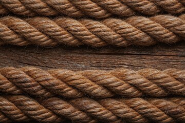 Poster - Closeup of a braided rope texture on a wooden background