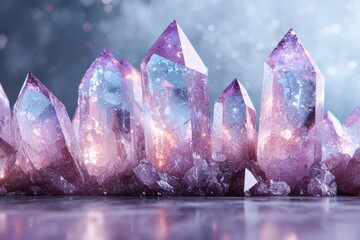 Sticker - Sparkling amethyst crystal clusters