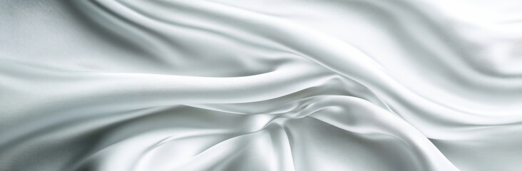 Poster - White satin fabric flowing and forming curves background