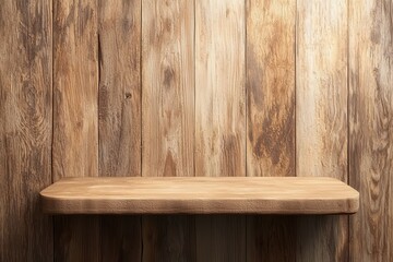 Sticker - Rustic wooden shelf on textured wood background