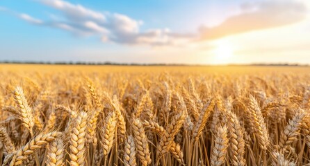 Canvas Print - golden wheat field at sunset