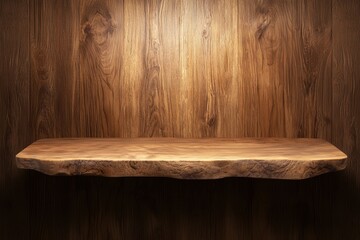 Wall Mural - Rustic wooden shelf on a textured wood wall