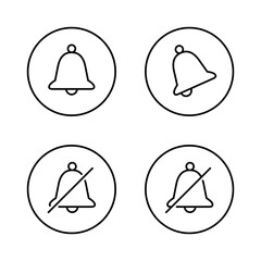 Poster - Notification bell icon set on circle line. Ringing bells concept
