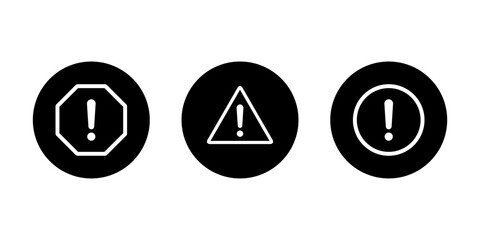 Poster - Risk, warning sign icon set on black circle