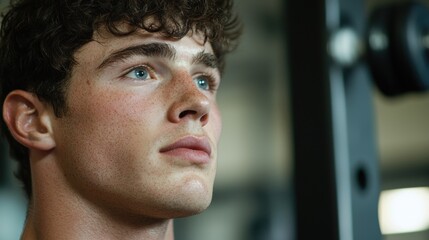 Canvas Print - Thoughtful young man with curly hair and freckles