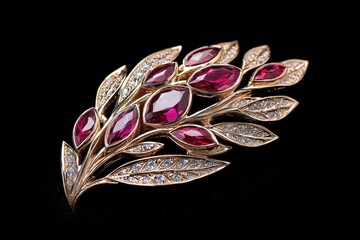 Sticker - Elegant ruby and diamond brooch