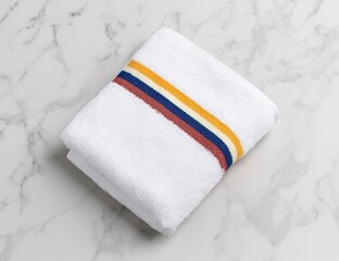 Poster - Striped white towel on marble background