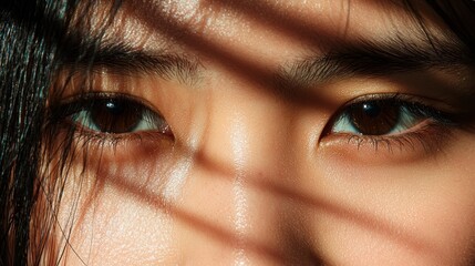 Canvas Print - close-up of a person's eyes with wet lashes