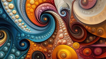 Poster - A dynamic background featuring various spiral patterns, from bold, colorful swirls to subtle, textured spirals, creating a visually engaging and energetic design.