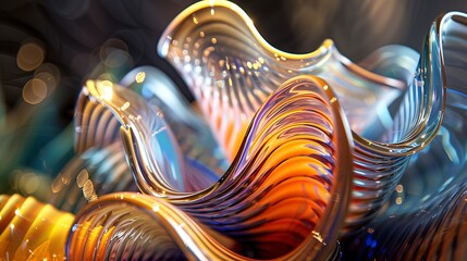 Poster - close-up of a glass art piece showcasing abstract shapes and colors