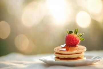 Pancakes with Strawberry and Syrup