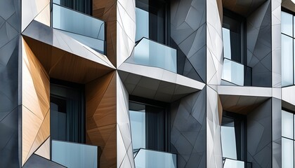 Sticker - Intricate Geometric Patterns and Textures of a Modern Architectural Facade