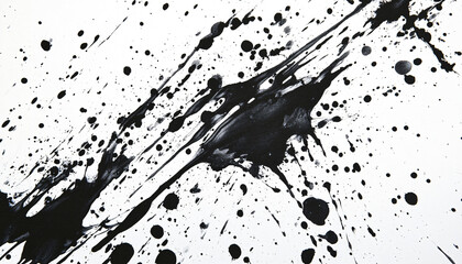 Wall Mural - Random bursts and splatters of ink in black and white or vibrant colors, evoking a raw, artistic energy