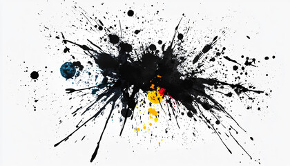 Wall Mural - Random bursts and splatters of ink in black and white or vibrant colors, evoking a raw, artistic energy