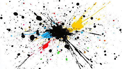 Wall Mural - Random bursts and splatters of ink in black and white or vibrant colors, evoking a raw, artistic energy