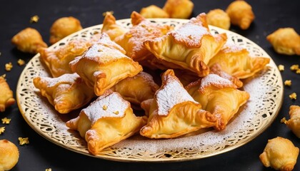 Poster -  Delicate pastries dusted with powdered sugar ready to be savored