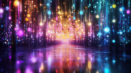 Colorful glowing lights abstract background with a festive and magical design