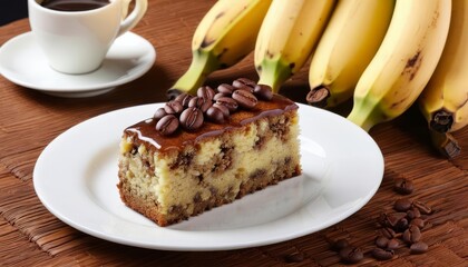 Wall Mural -  Delicious coffee cake with a hint of banana perfect for a cozy morning