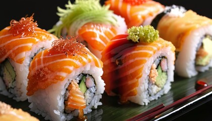 Wall Mural -  Deliciously crafted sushi rolls ready to be savored