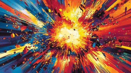 Poster - Vibrant explosion of colors, dynamic abstract art