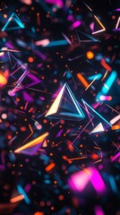 Poster - Colorful geometric shapes on dark background.
