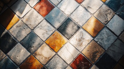 Poster - Colorful tiled floor with natural light patterns.