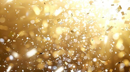 Wall Mural - Golden wallpaper with an explosion of white and silver confetti adding elegance