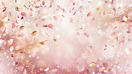 Wall Mural - Blush pink wallpaper with soft gold and rose confetti offering festive sophistication