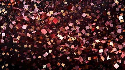 Wall Mural - Deep plum backdrop with copper and rose gold confetti creating a luxurious celebration