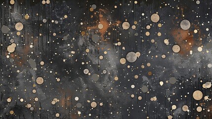 Wall Mural - Charcoal wallpaper with bronze and dark gray confetti offering sleek celebratory design