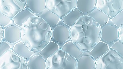 Wall Mural - Pale blue background with 3D glass molecules creating a clean scientific theme