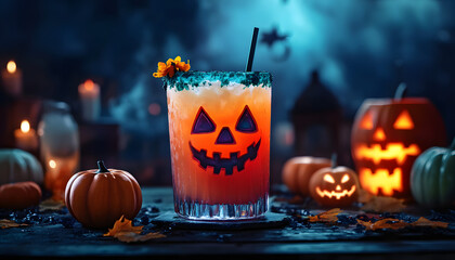 Wall Mural - Happy Halloween cocktail with copy space