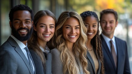 Wall Mural - A group of people in suits and ties are smiling for a photo