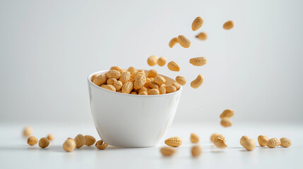 Peanuts Falling into White Cup