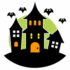 Haunted house with creepy house vector illustration on white background