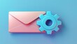 © Nim9ty  Pics - Digital envelope and gear icon on a blue background for email automation concepts.