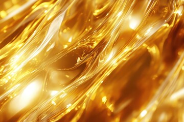 Abstract background of flowing, shiny golden liquid.