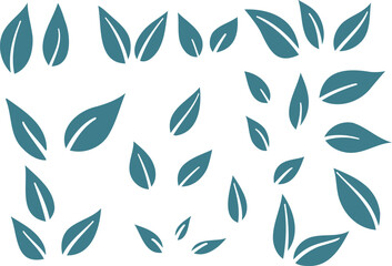 Leaf icon set, leaves clip art set, logo element silhouettes isolated