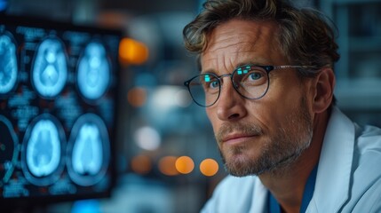 Aufkleber - The man is a doctor or a medical professional, as he is wearing a white lab coat