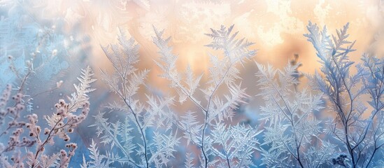 Poster - frosty drawing on the window close up in winter
