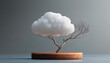 © alberto - Half Cloud, Half Tree Sculpture on Wooden Base