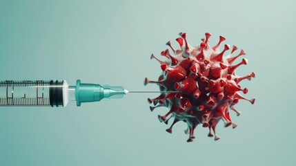 Poster - A syringe is being used to inject a red virus into a person
