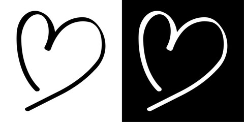 Poster - ofvs741 OutlineFilledVectorSign ofvs - hand drawn heart vector icon . valentine`s day . love romance sign . isolated transparent . black outline and filled version . AI 10 / EPS / PNG . g12087